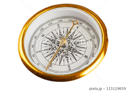 Vintage compass on white 113129659