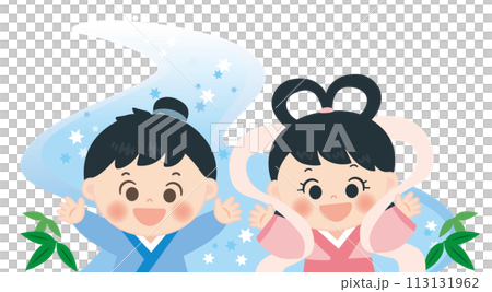 七夕 織姫彦星のかわいいバナータイトルイラスト 七夕 織姫彦星のかわいいバナータイトルイラスト 113131962