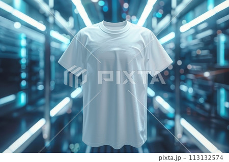A white shirt hanging in a store window A white shirt hanging in a store window 113132574