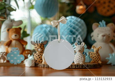 A table with a giraffe cake and other animal cakes A table with a giraffe cake and other animal cakes 113132933