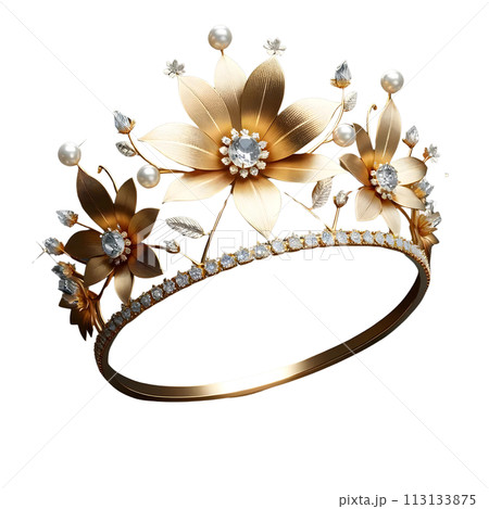 3D Gold tiara 113133875