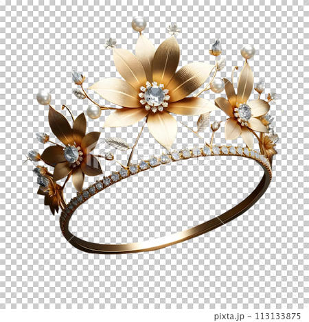 3D Gold tiara 113133875