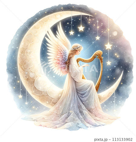 Angel playing harpのイラスト素材 [113133902] - PIXTA