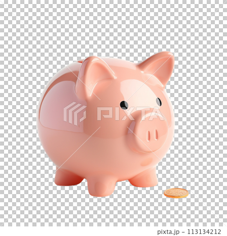 piggy bank with coins. Pastel background. 3D rendering. Financial and investment business concepts piggy bank with coins. Pastel background. 3D rendering. Financial and investment business concepts 113134212