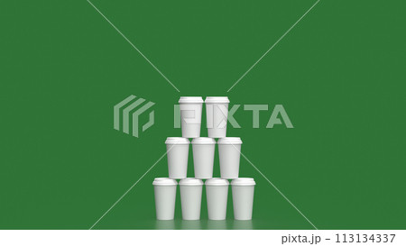 The coffee paper cup for hot drink or health concept 3d rendering 113134337