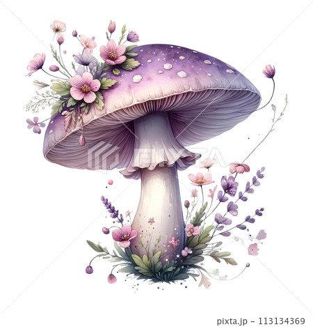 Mushroom with flowers 113134369