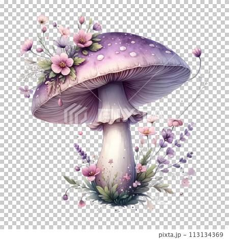 Mushroom with flowers 113134369
