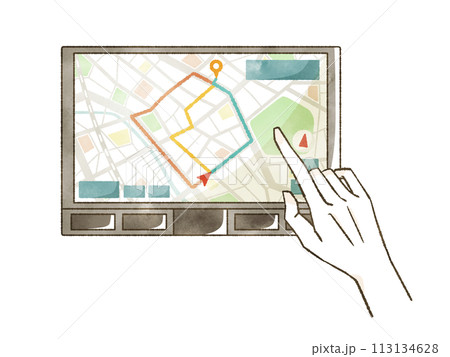 ナビでルート検索をする手 ナビでルート検索をする手 113134628