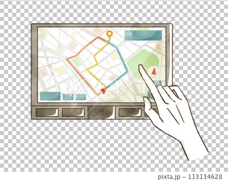 ナビでルート検索をする手 ナビでルート検索をする手 113134628