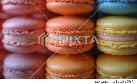 Close-up of multicolored macaroon Close-up of multicolored macaroon 113135084
