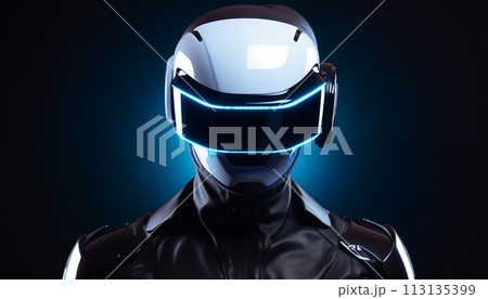 Woman in VR glasses. 113135399
