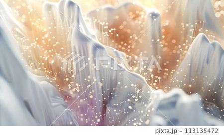 A macro photo of a white flower emitting sparkles, resembling a bridal accessory 113135472