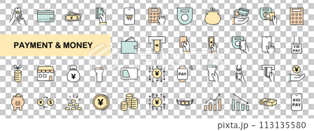 Money and various payment method icon set color Money and various payment method icon set color 113135580