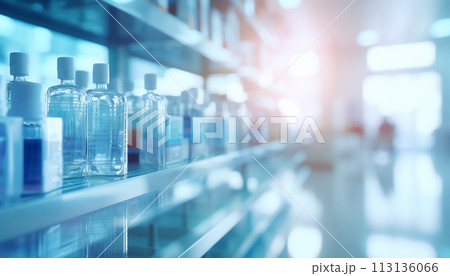 The blurred abstract background of the pharmacy. The blurred abstract background of the pharmacy. 113136066