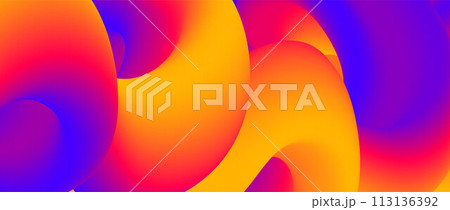 Creative orange red purple fluid gradient background. Wavy curve 3d flow poster wallpaper. Liquid wave backdrop. Bright hot color template for presentation, banner, flyer, booklet. Vector illustration Creative orange red purple fluid gradient background. Wavy curve 3d flow poster wallpaper. Liquid wave backdrop. Bright hot color template for presentation, banner, flyer, booklet. Vector illustration 113136392