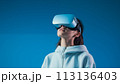 Woman in VR glasses. 113136403