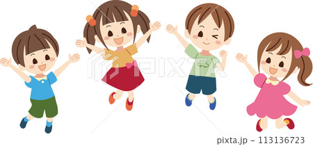 子供たち,ジャンプ,元気 113136723