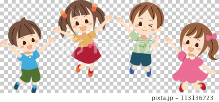 子供たち,ジャンプ,元気 113136723