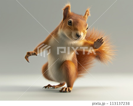 A squirrel performing a dance, combining realism with whimsical animation 113137238