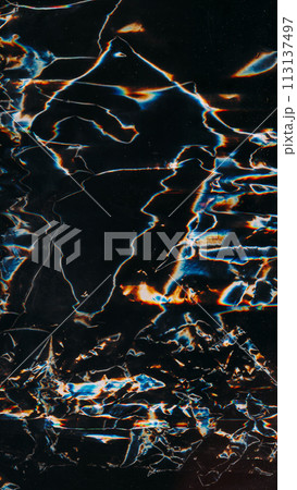 Creased overlay. Old film texture. Blue orange white color light flare dust scratches used weathered rough foil noise dark black illustration art abstract background. Creased overlay. Old film texture. Blue orange white color light flare dust scratches used weathered rough foil noise dark black illustration art abstract background. 113137497