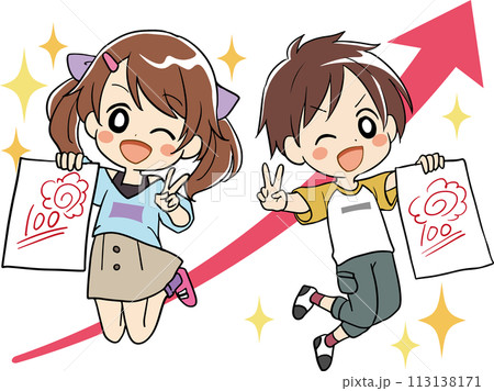 成績アップ,ジャンプ,子供 成績アップ,ジャンプ,子供 113138171