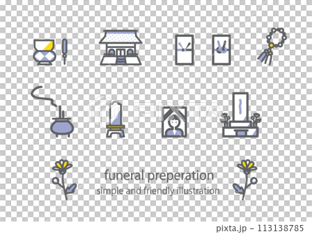 葬禮圖示風格插畫集-簡單時尚的線條畫插圖 113138785