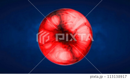 Red blood translucent glass energy futuristic magic round ball liquid plasma sphere. Abstract background. Video in high quality 4k, motion design 113138917