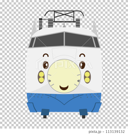 Illustration of the 0 series Shinkansen with a cute smiley face Illustration of the 0 series Shinkansen with a cute smiley face 113139132