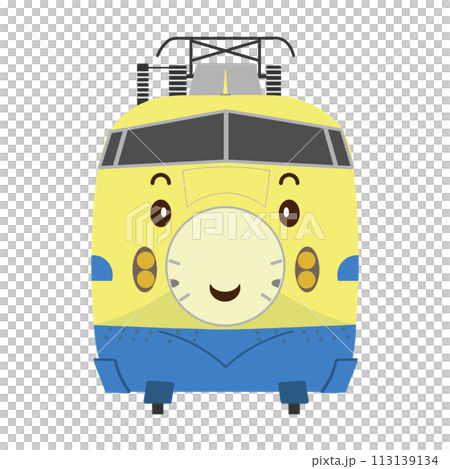 かわいいスマイル顔の922形ドクターイエローのイラスト かわいいスマイル顔の922形ドクターイエローのイラスト 113139134