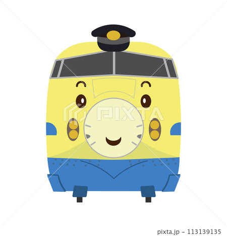 かわいいスマイル顔の922形ドクターイエローが運転士さんの帽子を