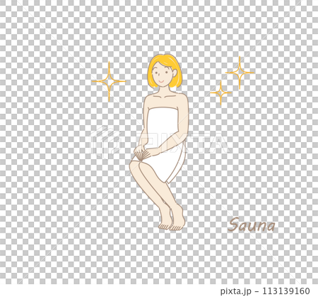 サウナで身も心もリフレッシュしてキラキラと輝いているサウナ好きの可愛い女性 ととのう サウナ女子 113139160