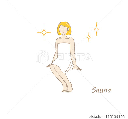 サウナで身も心もリフレッシュしてキラキラと輝いているサウナ好きの可愛い女性 ととのう サウナ女子 サウナで身も心もリフレッシュしてキラキラと輝いているサウナ好きの可愛い女性 ととのう サウナ女子 113139163