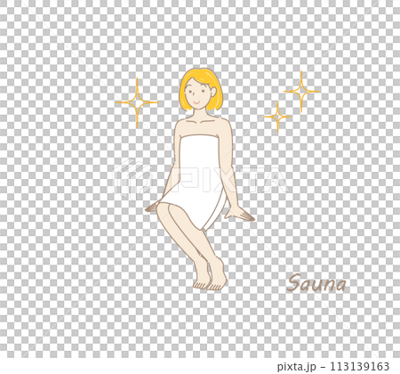 サウナで身も心もリフレッシュしてキラキラと輝いているサウナ好きの可愛い女性 ととのう サウナ女子 サウナで身も心もリフレッシュしてキラキラと輝いているサウナ好きの可愛い女性 ととのう サウナ女子 113139163