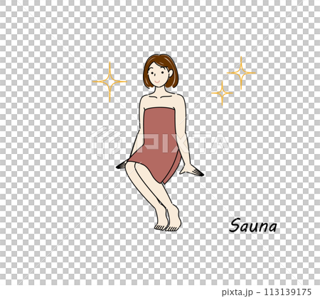 可愛的桑拿愛好者，在桑拿中淨化身心，閃閃發光。Toto桑拿女孩 113139175