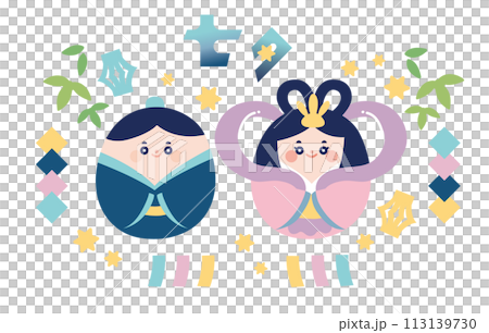 Illustration of cute Tanabata 113139730