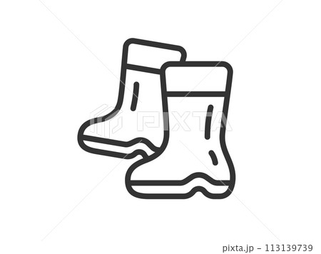 レインブーツのアイコン(線画)のイラスト レインブーツのアイコン(線画)のイラスト 113139739