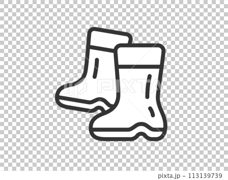 レインブーツのアイコン(線画)のイラスト レインブーツのアイコン(線画)のイラスト 113139739