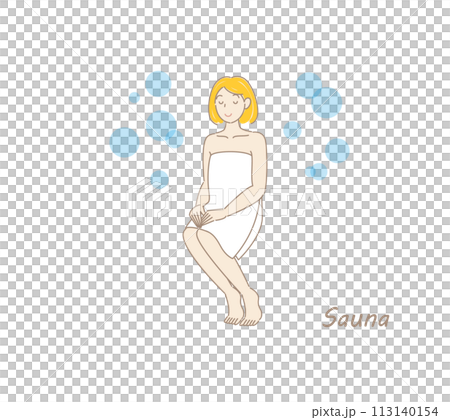 サウナと水風呂と外気浴のセットを繰り返し行い整ったサウナ好きの可愛い女性 ととのう サウナ女子 サウナと水風呂と外気浴のセットを繰り返し行い整ったサウナ好きの可愛い女性 ととのう サウナ女子 113140154