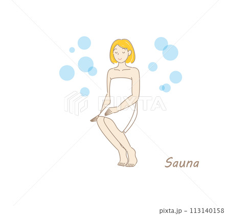 サウナと水風呂と外気浴のセットを繰り返し行い整ったサウナ好きの可愛い女性 ととのう サウナ女子 サウナと水風呂と外気浴のセットを繰り返し行い整ったサウナ好きの可愛い女性 ととのう サウナ女子 113140158