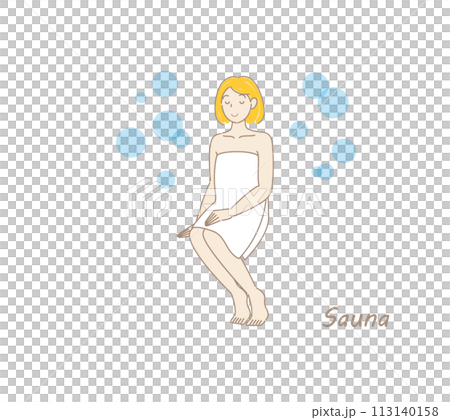 サウナと水風呂と外気浴のセットを繰り返し行い整ったサウナ好きの可愛い女性 ととのう サウナ女子 サウナと水風呂と外気浴のセットを繰り返し行い整ったサウナ好きの可愛い女性 ととのう サウナ女子 113140158