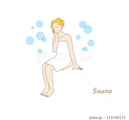 サウナと水風呂と外気浴のセットを繰り返し行い整ったサウナ好きの可愛い女性 ととのう サウナ女子 サウナと水風呂と外気浴のセットを繰り返し行い整ったサウナ好きの可愛い女性 ととのう サウナ女子 113140171