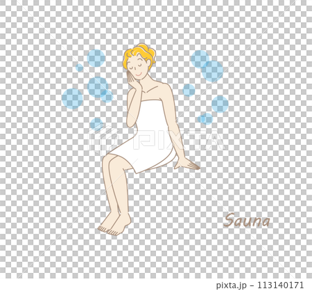 サウナと水風呂と外気浴のセットを繰り返し行い整ったサウナ好きの可愛い女性 ととのう サウナ女子 サウナと水風呂と外気浴のセットを繰り返し行い整ったサウナ好きの可愛い女性 ととのう サウナ女子 113140171