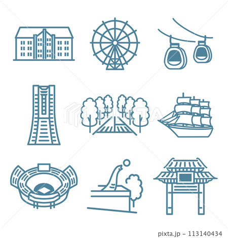 横浜のイラストアイコンセット 113140434