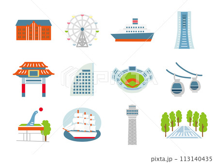 横浜のイラストアイコンセット 横浜のイラストアイコンセット 113140435