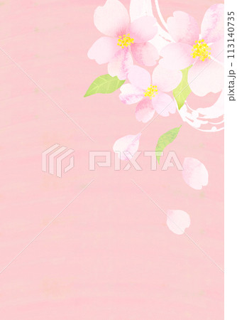 水彩タッチの桜の背景素材　水彩テクスチャ　 113140735