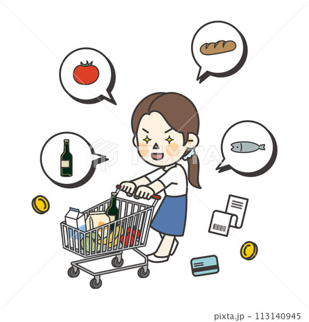 illustration of food and beverage shopping illustration of food and beverage shopping 113140945