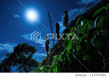Natives aborigines: mesmerizing portrayal of indigenous cultures, traditions, heritage captured in evocative images, celebrating richness of ancient rituals, diverse lifestyles, tribal communities. 113141001