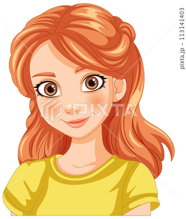 Smiling Young Girl Vector Portrait Smiling Young Girl Vector Portrait 113141403