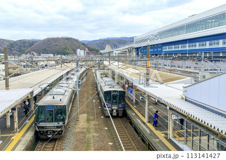 敦賀駅の在来線ホームに停車する列車群 113141427