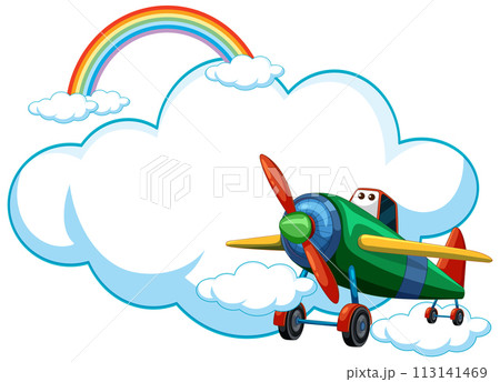 Colorful Plane Soaring Past Rainbow 113141469